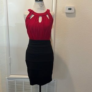 Red and black bodycon cocktail dress size 8